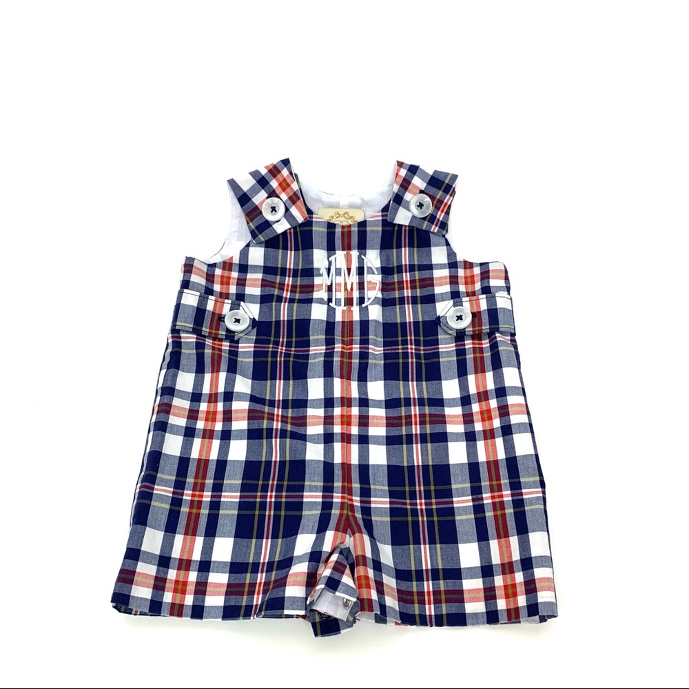 The Beaufort Bonnet Company Jack Keene Jon Jon Plaid Romper Shorts One Piece